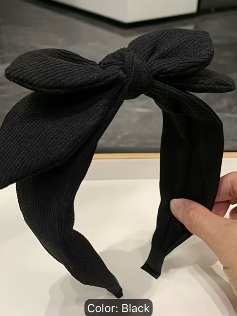 Black Knotted Bow Headband for Women by